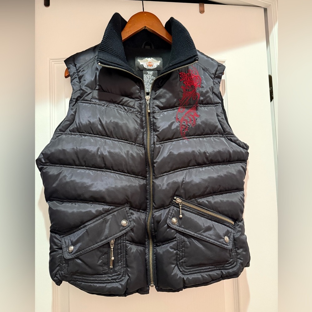 Authentic Harley Davidson Black Puffer Vest Size XL